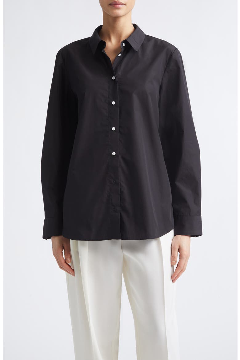 Bryant Cotton Poplin Button-Up Shirt, Main, color, BLACK