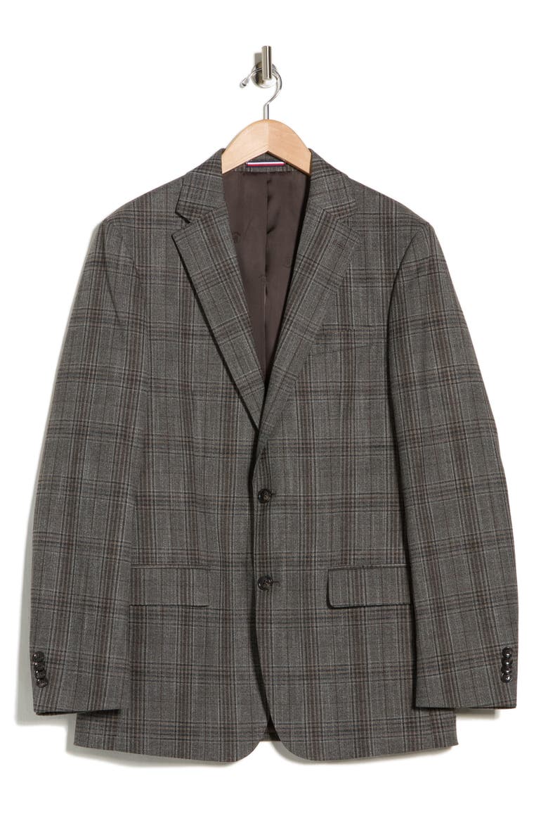 Plaid Notch Lapel Sport Coat, Alternate, color, TAUPE/ BROWN