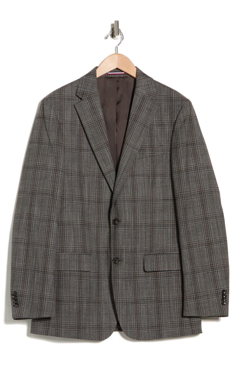 Tommy Hilfiger Plaid Notch Lapel Sport Coat, Main, color, Taupe/ Brown