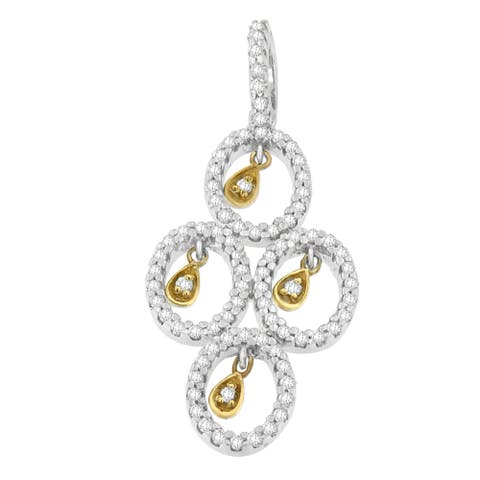 14K Two- Toned Gold 2/5 cttw Round Diamond Pendant Necklace