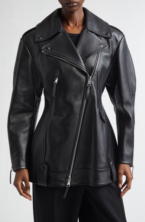 Cocoon Crop Leather Biker Jacket