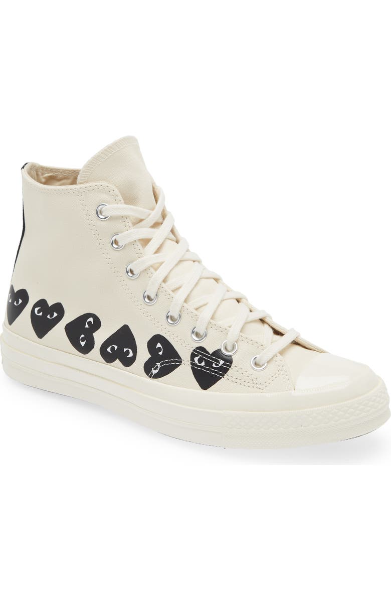 Comme des Garçons PLAY x Converse Gender Inclusive Chuck Taylor<sup>®</sup> Heart High Top Sneaker, Main, color, Beige