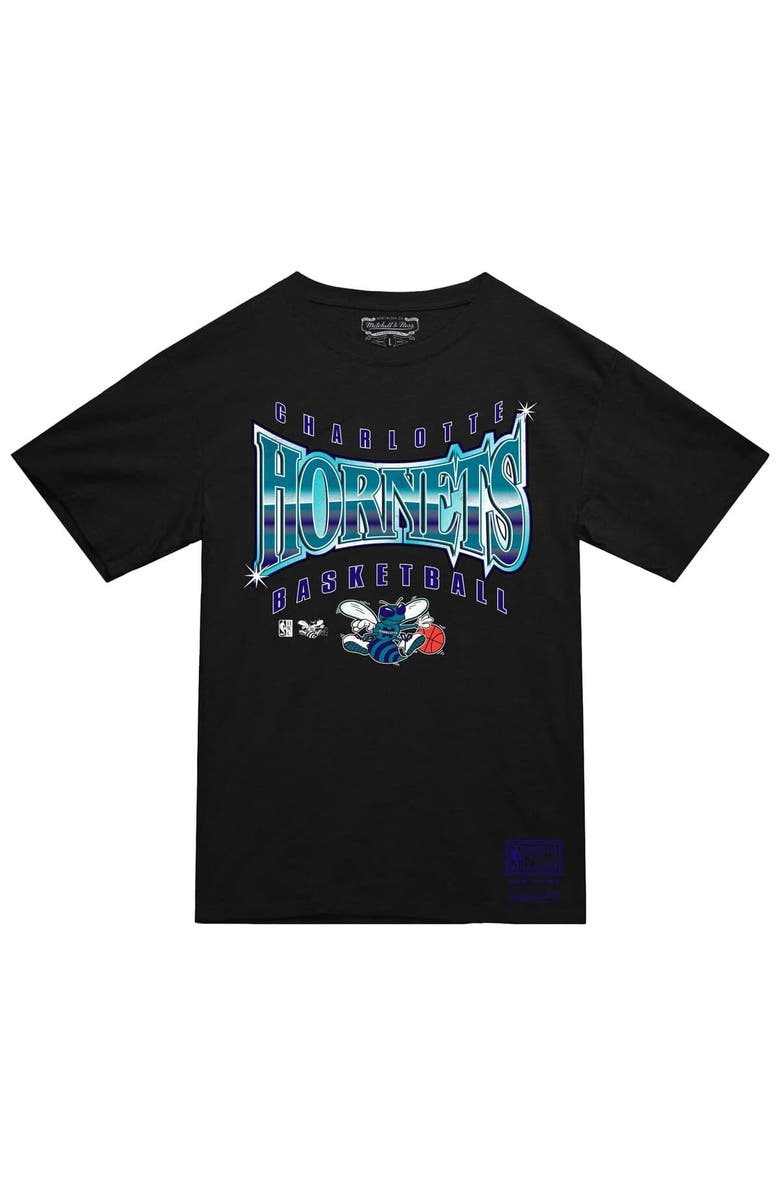 Mitchell & Ness Men's Mitchell & Ness  Black Charlotte Hornets Worldwide Collection Glow Up T-Shirt, Alternate, color, 