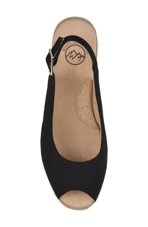 White Mountain Footwear Maize Slingback Wedge Sandal In Black Fabric