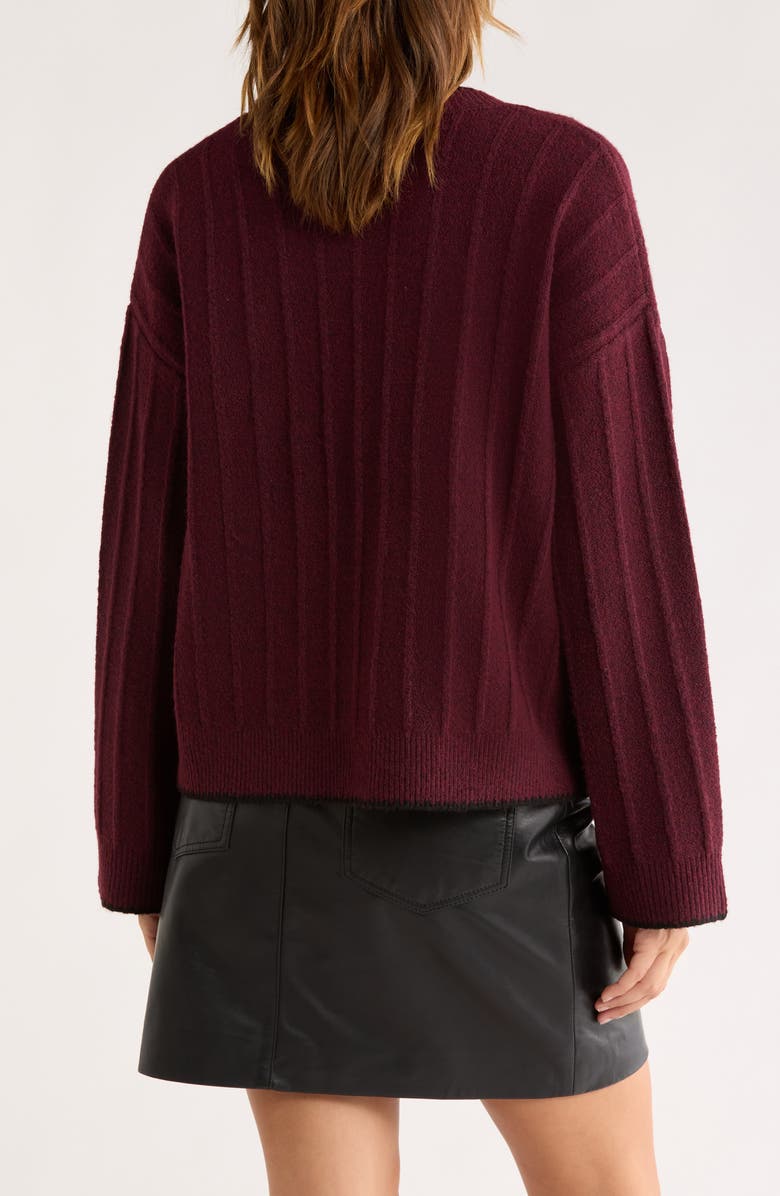 Elodie Contrast Stitch Pullover Sweater, Alternate, color, Burgundy