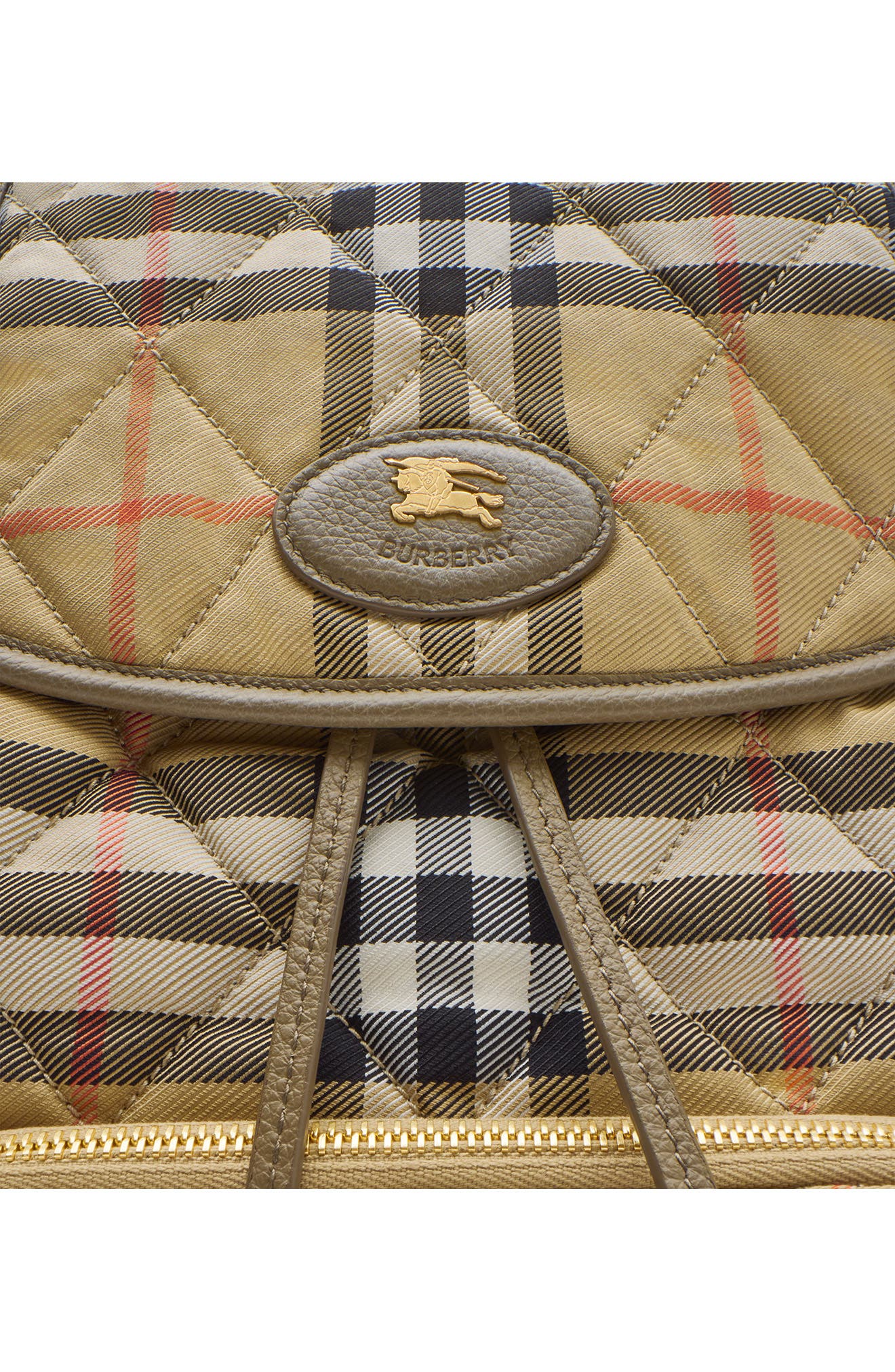 Burberry Horseshoe Check Corduroy Backpack, Alternate, color, Sand
