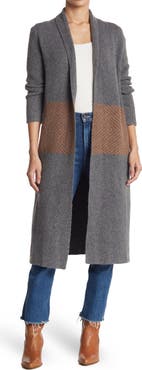 Bobeau Chevron Waist Knit Shawl Cardigan