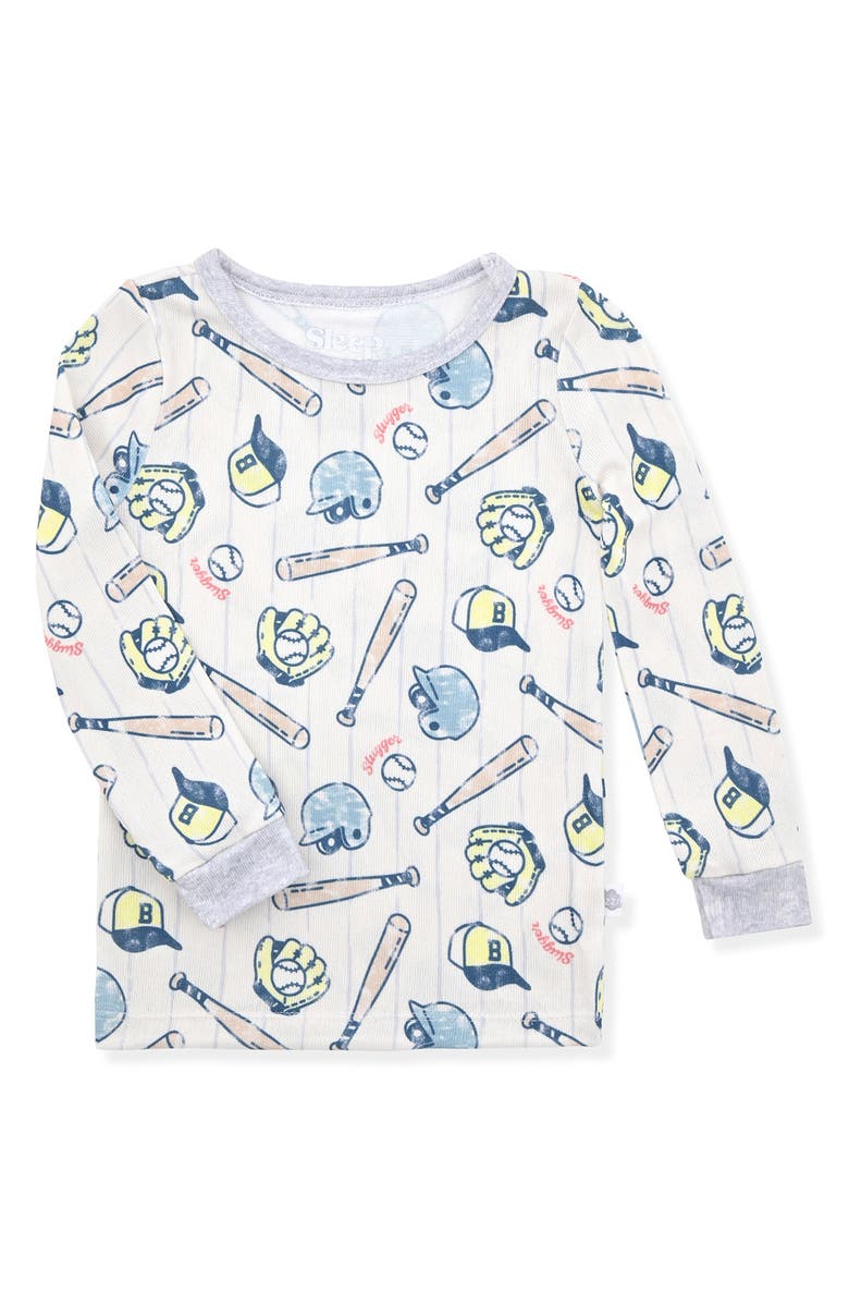 SLEEP ON IT Fitted Two-Piece Pajamas & Socks Set, Alternate, color, Cream