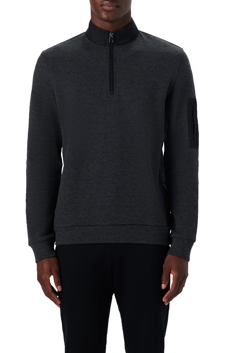 Bugatchi Mixed Media Quarter Zip Pullover, Main, color, 