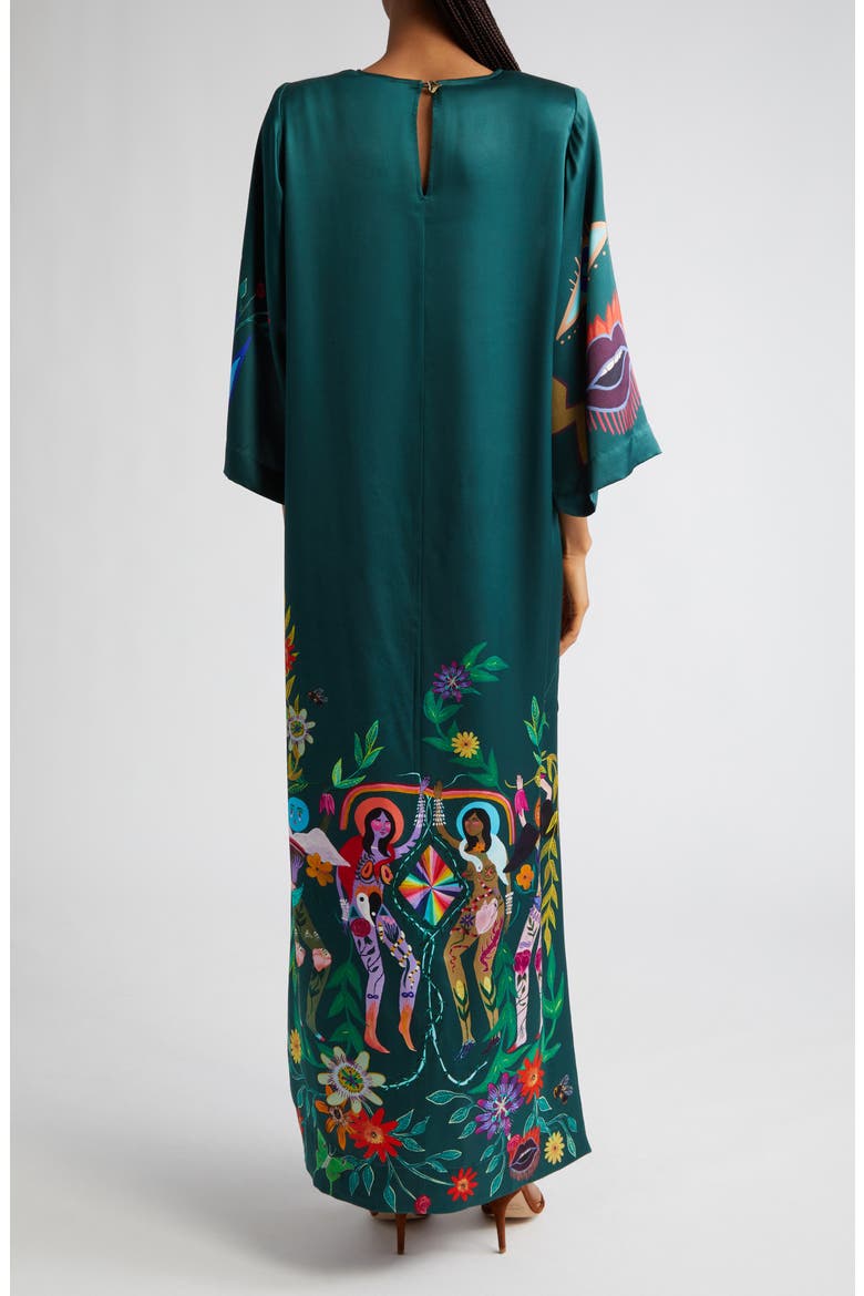 Agatha Satin Silk Column Maxi Dress, Alternate, color, TEAL