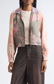 DIESEL® Floral Crinkled Bomber Jacket