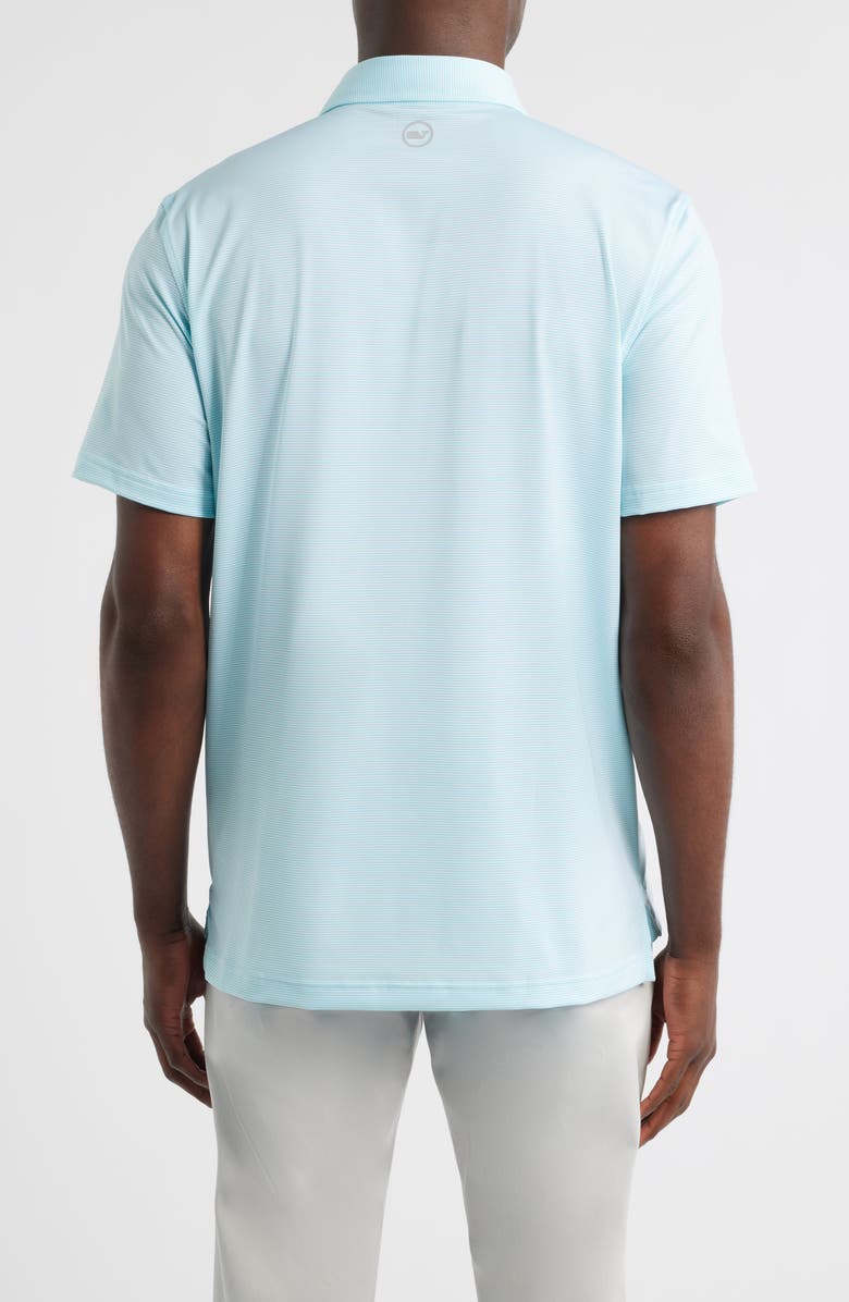 vineyard vines St. Jean Stripe Sankaty Performance Polo, Alternate, color, White Cap/ Turquoise