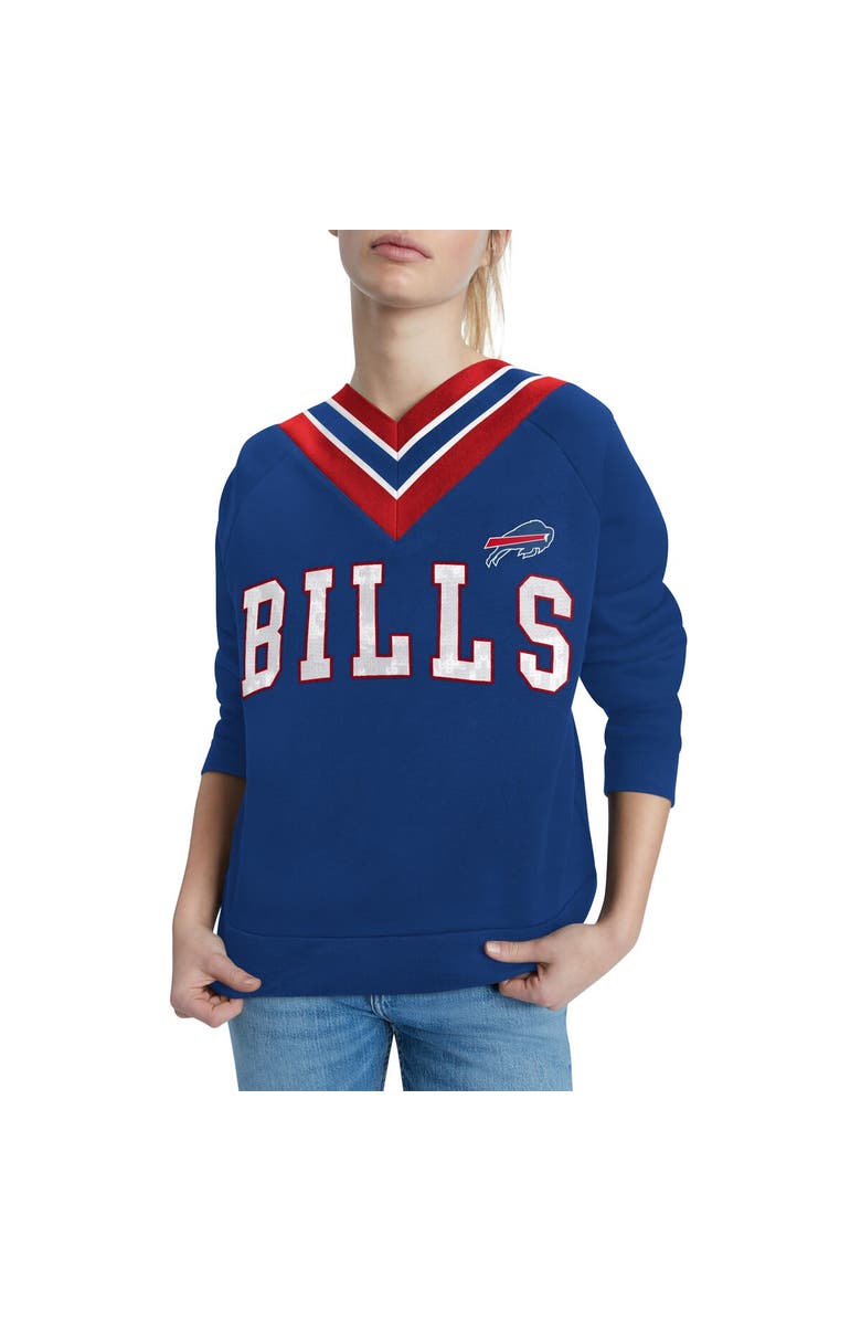 Tommy Hilfiger Women's Tommy Hilfiger Royal Buffalo Bills Heidi V-Neck Pullover Sweatshirt, Alternate, color, 