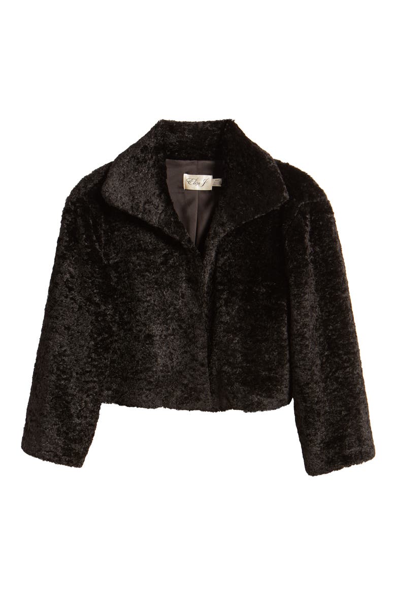 Faux Fur Bolero, Alternate, color, BLACK
