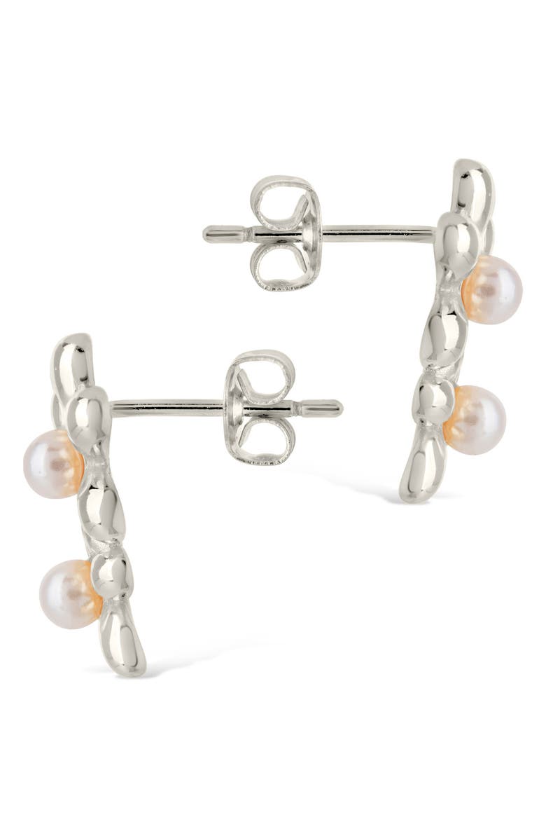 Sterling Forever Vallie Cultured Pearl Stud Earrings, Alternate, color, Silver