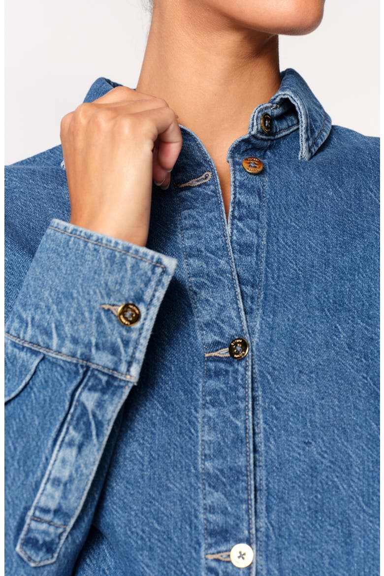Montauk Crop Denim Button-Up Shirt, Alternate, color, NORTH BEACH DL AURA