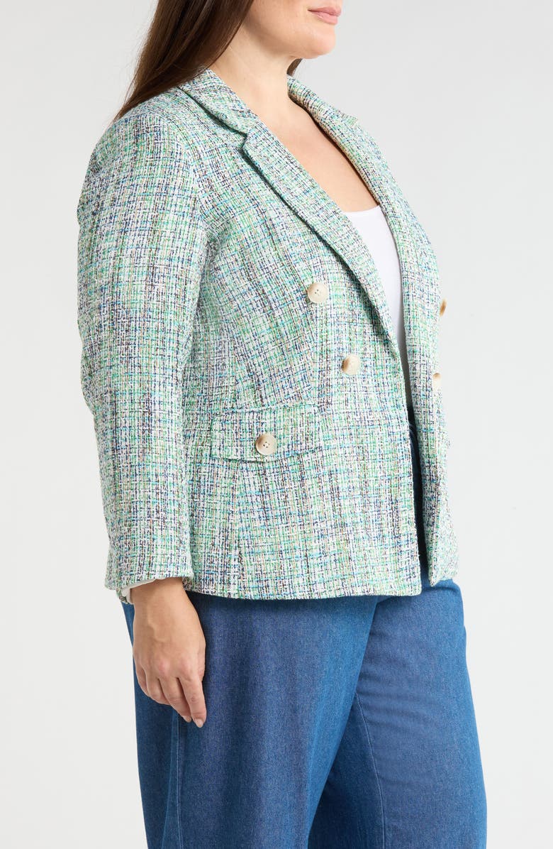 Jones New York Faux Double Breasted Tweed Jacket, Alternate, color, Kelly Multi