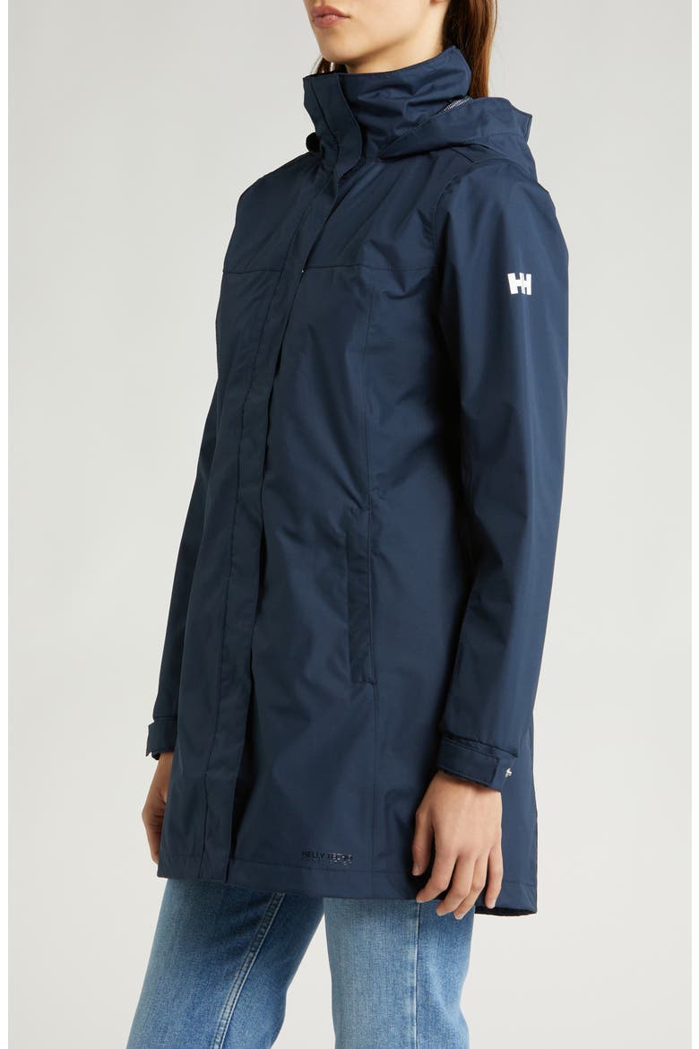 Aden Waterproof Hooded Longline Rain Jacket, Alternate, color, NAVY