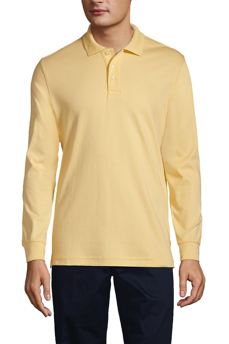 School Uniform  Long Sleeve Interlock Polo Shirt, Main, color, Maize