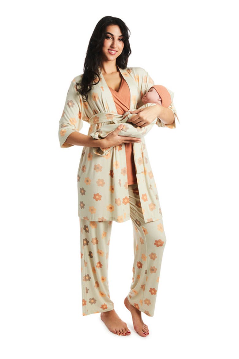 Analise During & After 5-Piece Maternity/Nursing Sleep Set for Mom & Baby, Alternate, color, Daisies