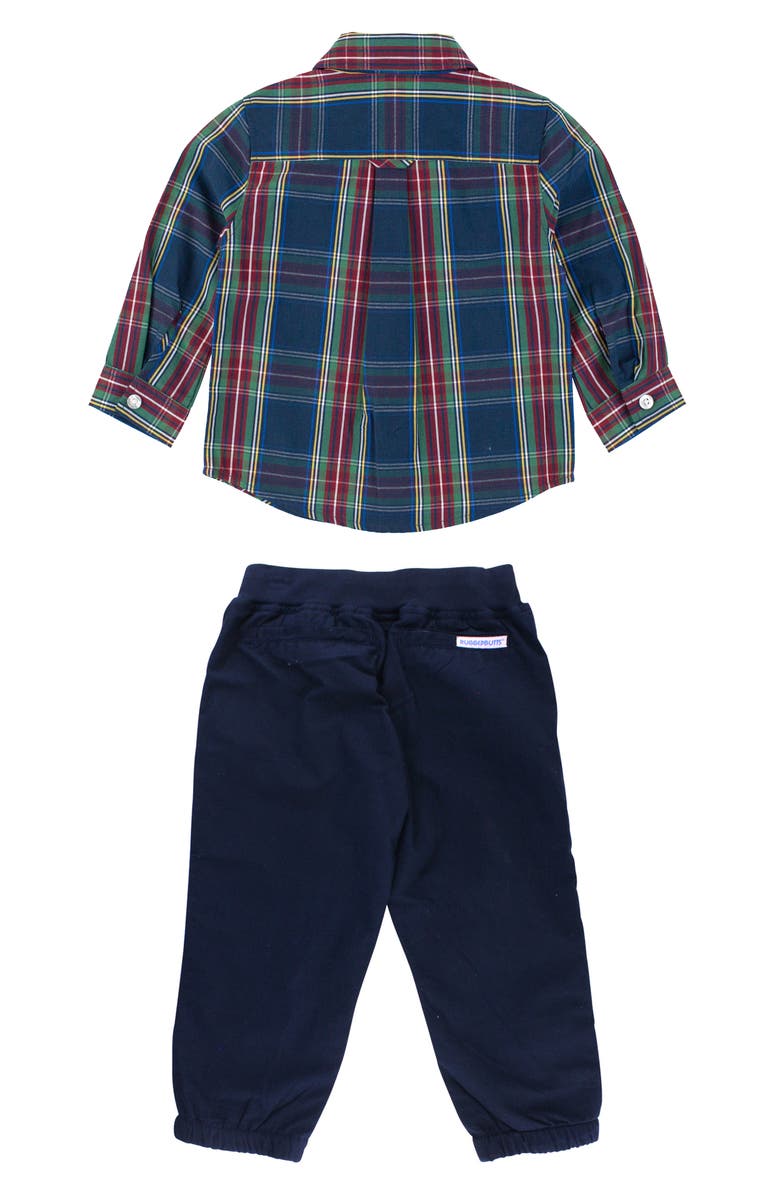 RuggedButts Plaid Button-Down Shirt & Woven Joggers Set, Alternate, color, 