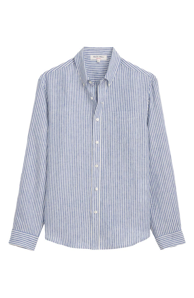 Alex Mill Mill Stripe Linen Button-Down Shirt, Main, color, Blue / White