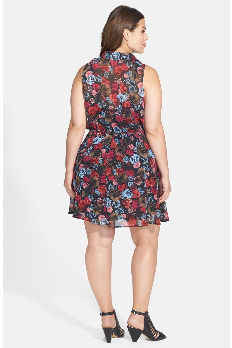 BB Dakota 'Jenkins' Floral Print Shirtdress, Alternate, color, BLACK