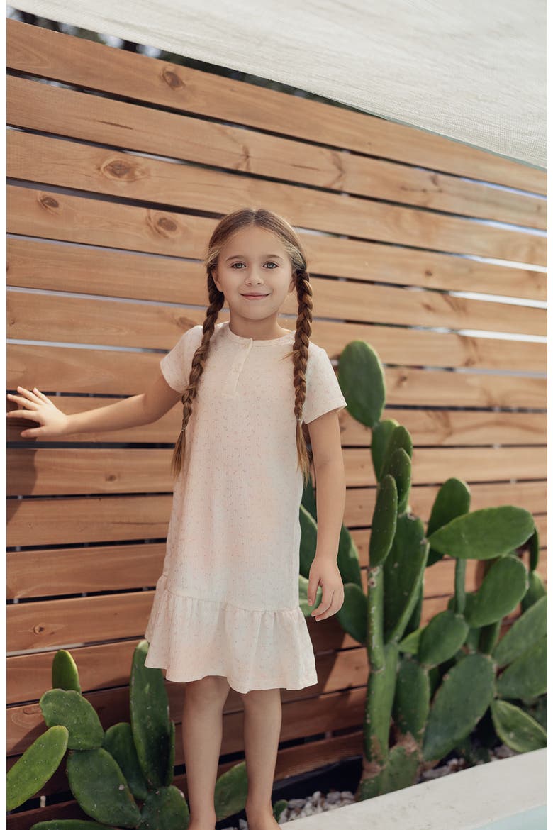 Kids' Printed Cotton Blend Gauze T-Shirt Dress, Alternate, color, MAUVE