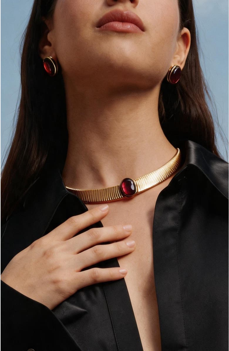 RETRO CHIC Gladiator Necklace, Alternate, color, Gold & Red