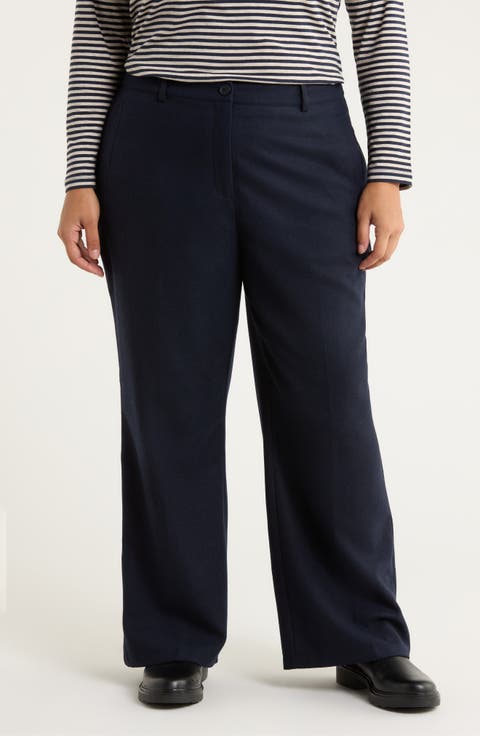 Lowena Straight Leg Recycled Wool Blend Pants (Plus)