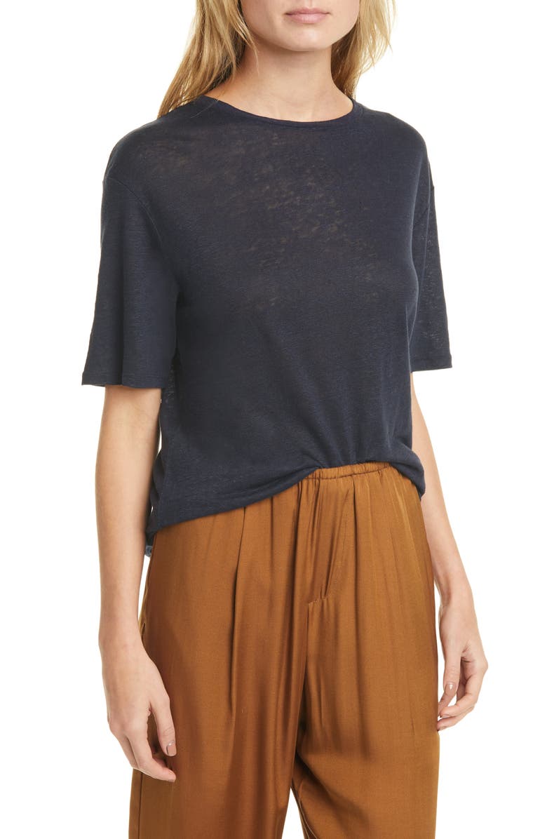 Vince Boyfriend Slub Linen T-Shirt, Alternate, color, 
