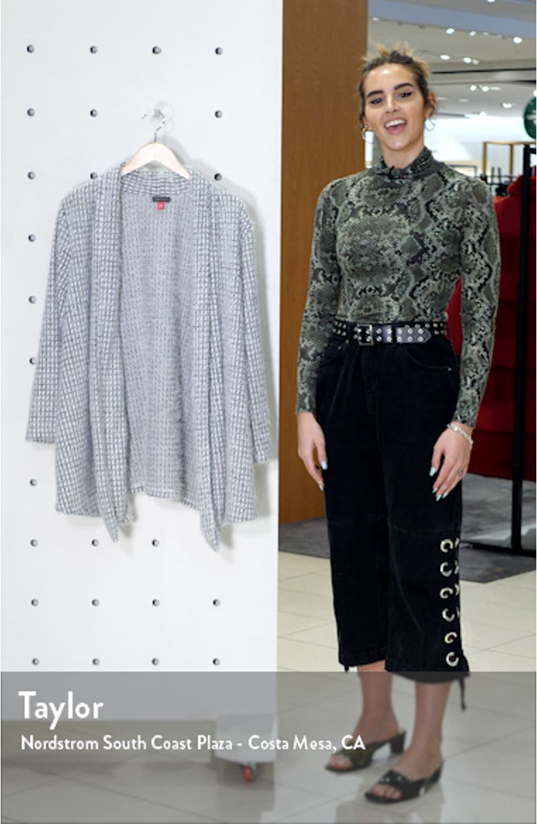 Drape Front Eyelash Houndstooth Cardigan, sales video thumbnail