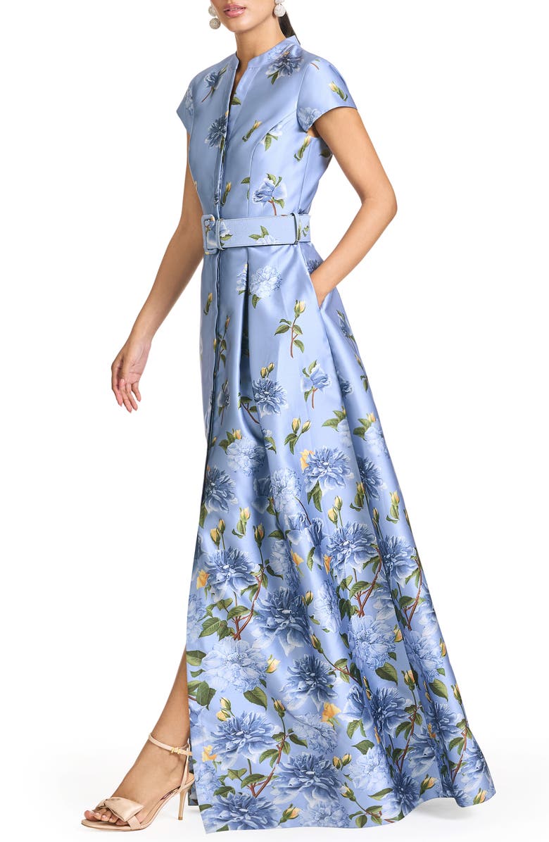 Sachin & Babi Marta Belted Mikado Gown, Alternate, color, Twilight Peony Degrade