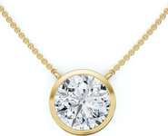Bliss Diamond 3Ct Solitaire Beezel Diamond Pendant Necklace 18" 14k Gold Lab Grown