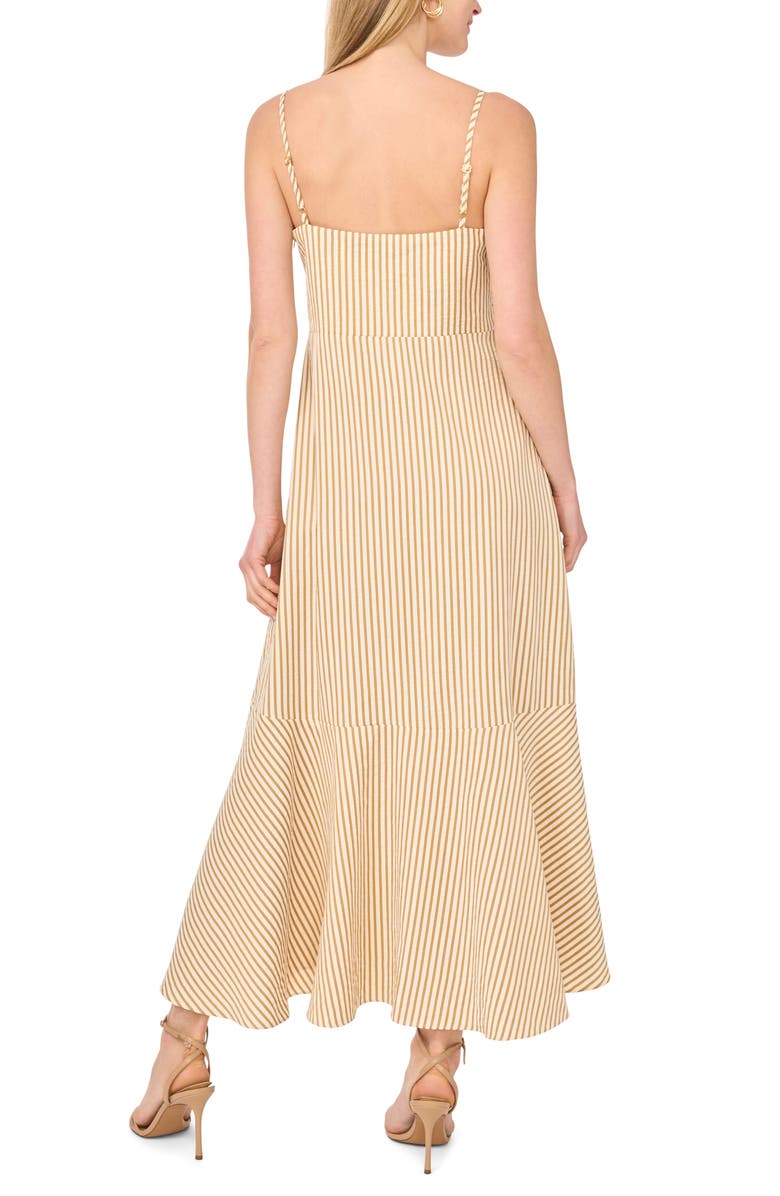 Vince Camuto Stripe Sleeveless Ruffle Hem High-Low Midi Dress, Alternate, color, Wild Daisy