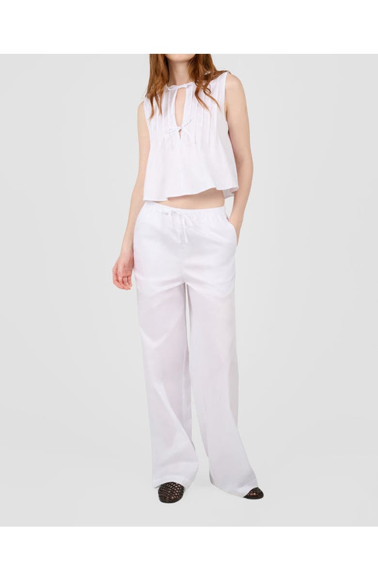 WeWoreWhat Tie Front Flare Top, Alternate, color, White