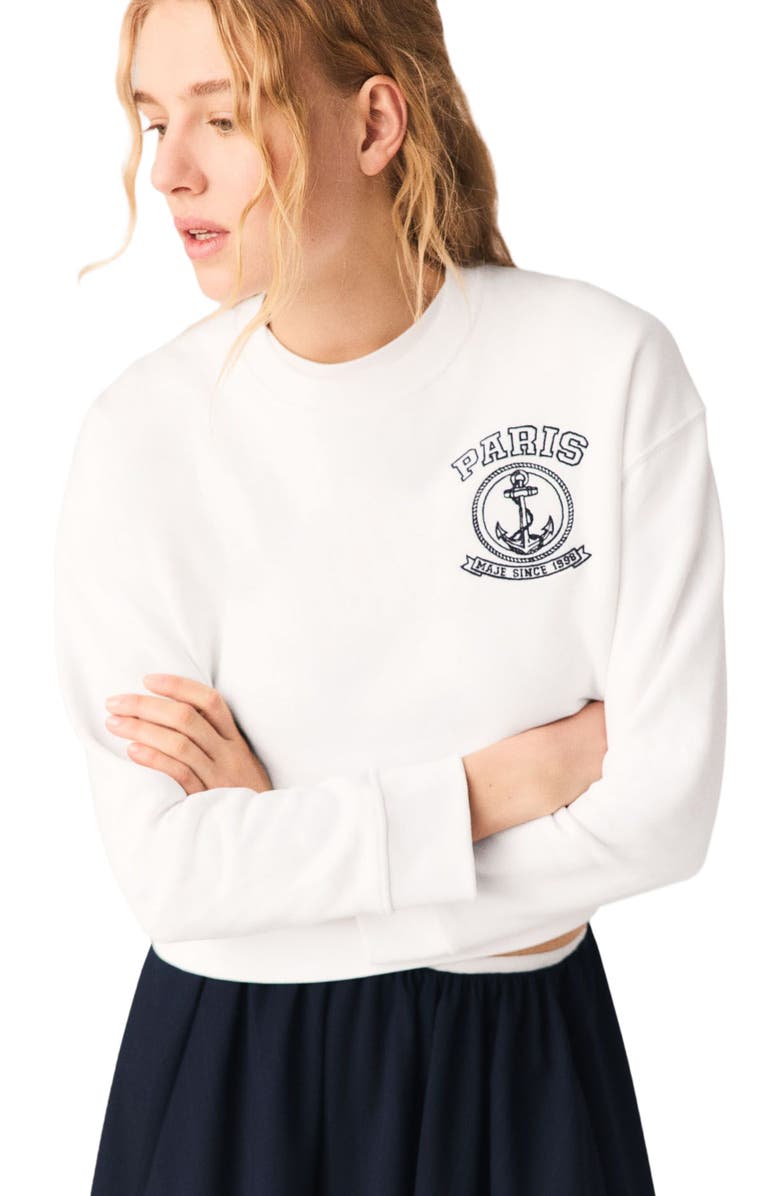 maje Sailor print sweatshirt, Alternate, color, White