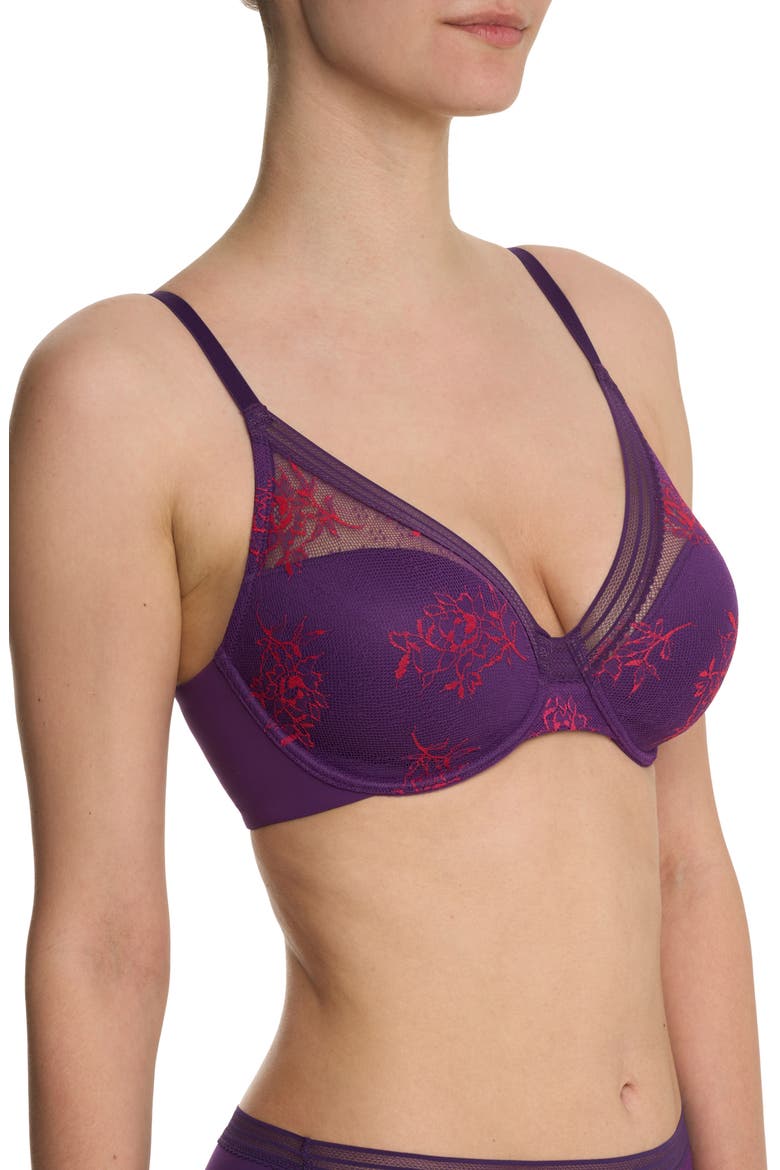 Love Lace Back Smoothing Plunge T-Shirt Bra, Alternate, color, VIVID GRAPE/ SAKURA