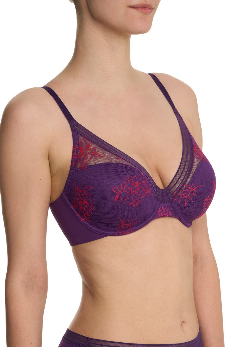 Natori Love Lace Back Smoothing Plunge T-Shirt Bra, Alternate, color, Vivid Grape/ Sakura