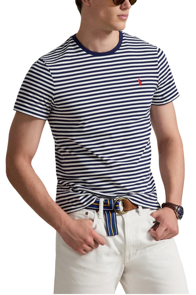 Classic Fit Stripe Cotton T-Shirt, Main, color, NEWPORT NAVY/ WHITE