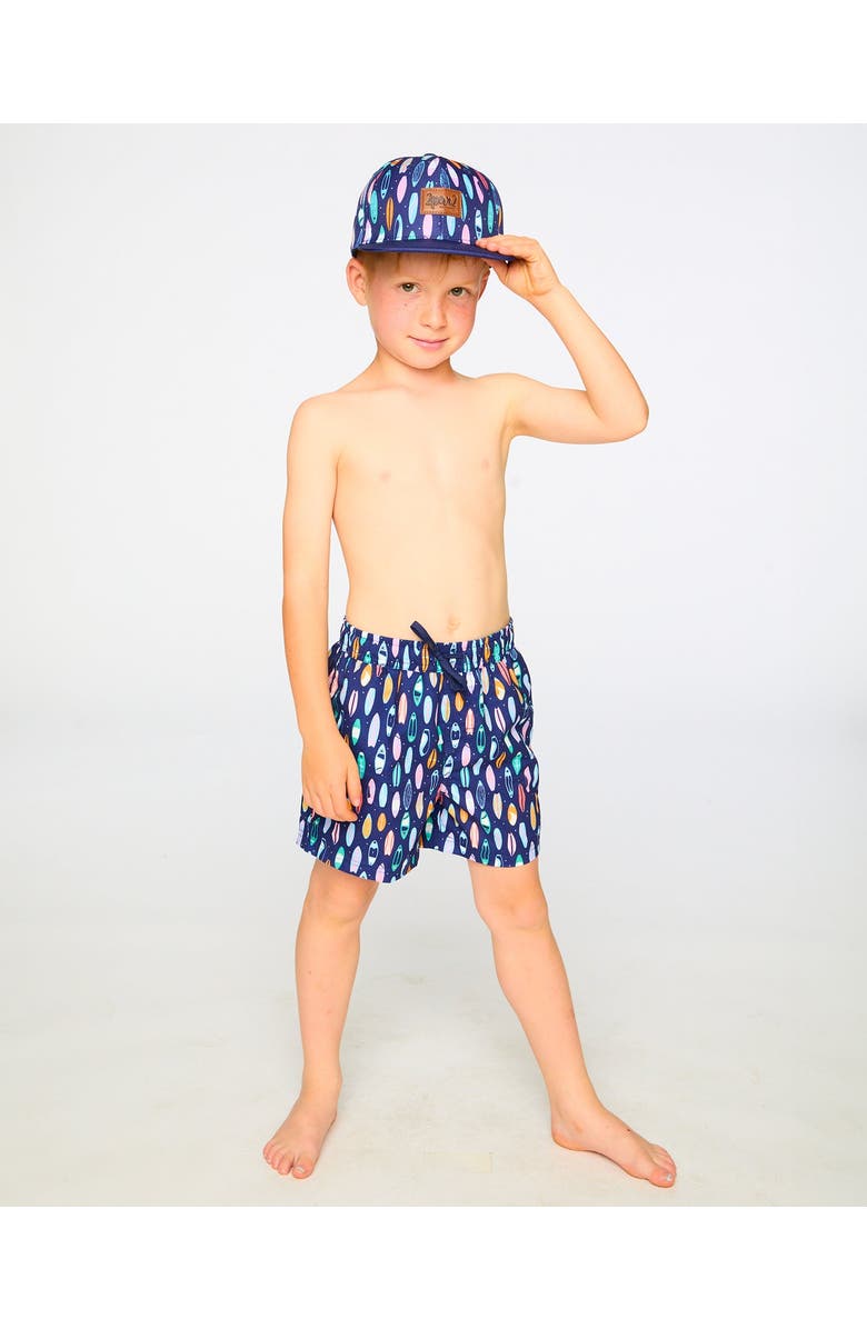 Deux par Deux Mid Thigh Surfboard Boardshorts, Alternate, color, Blue Printed Surfboards