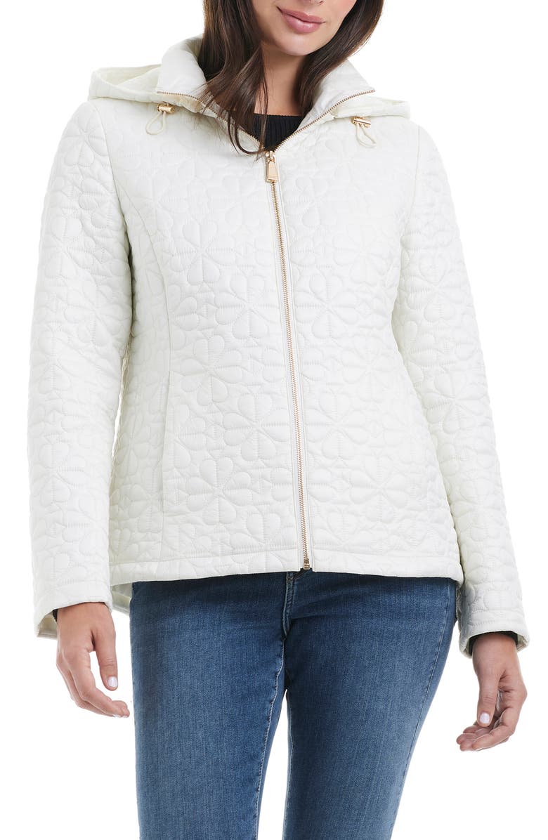 Kate Spade New York spade floral quilted jacket, Alternate, color, Cream