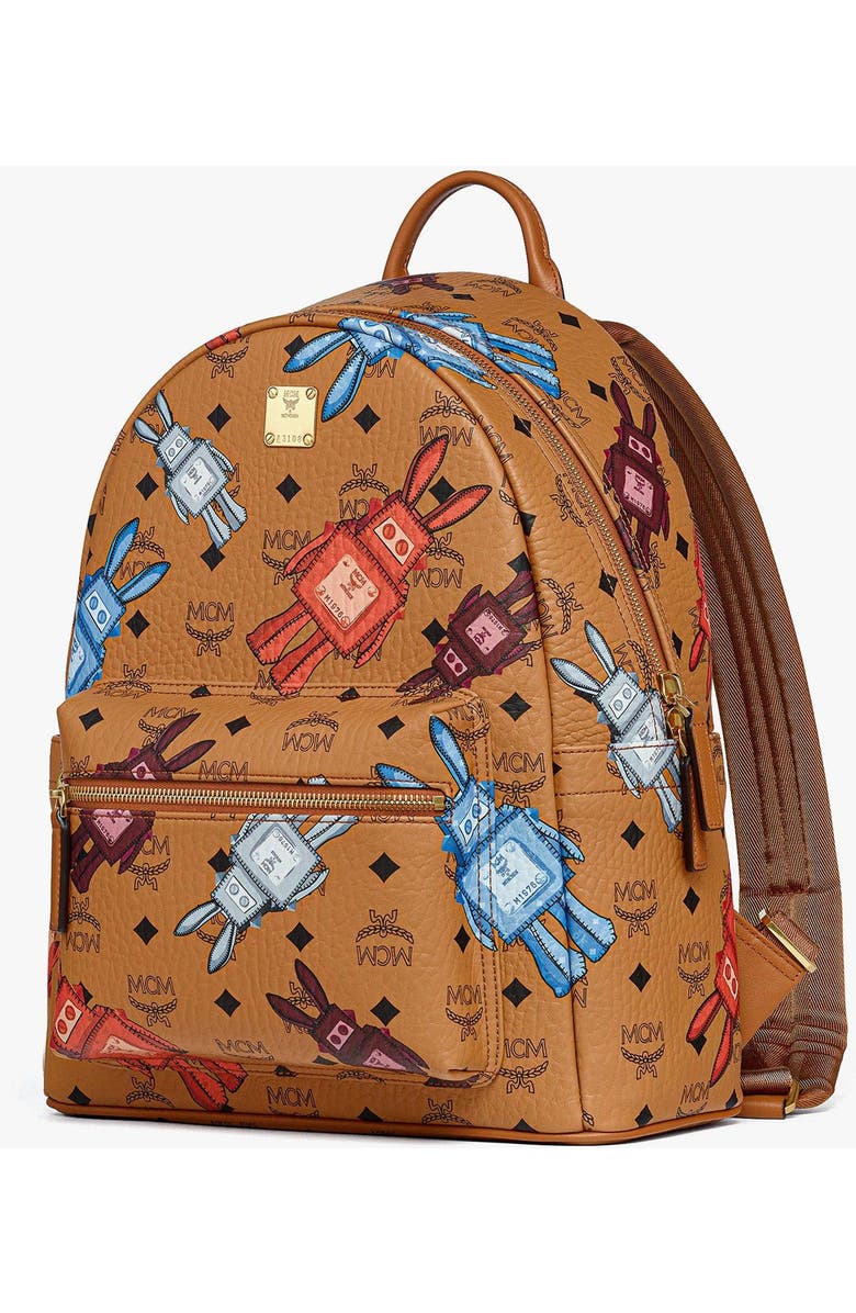 MCM Medium Stark Backpack in Rabot Visetos, Alternate, color, Cognac