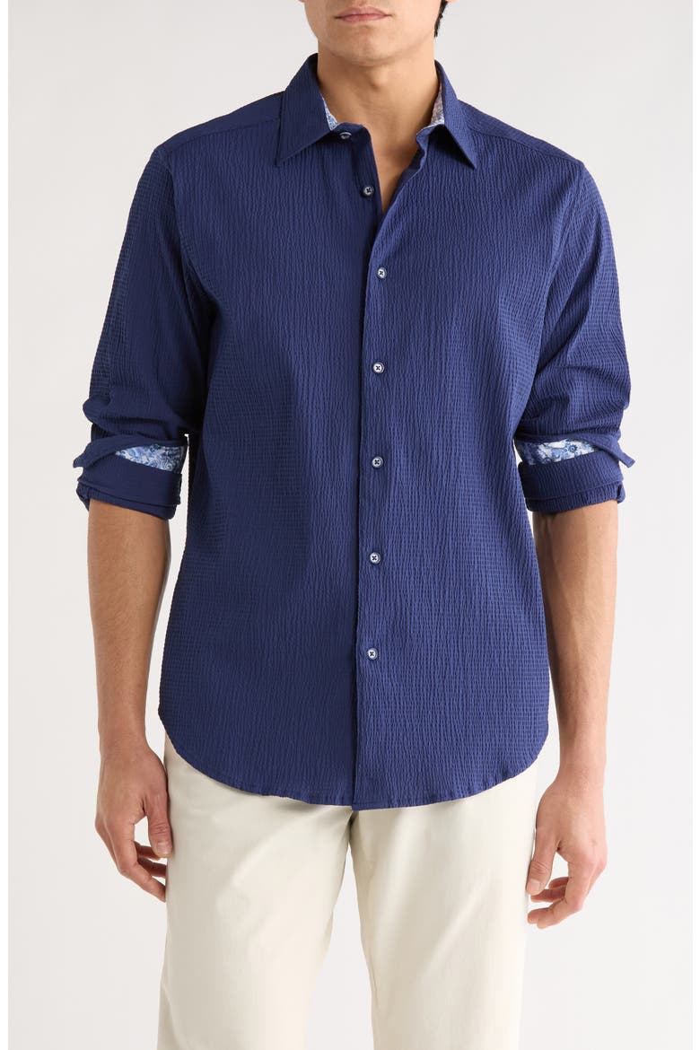 Thresher Button Up Shirt, Main, color, NAVY