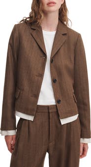 rag & bone Lawrence Pinstripe Wool Blend Cropped Blazer
