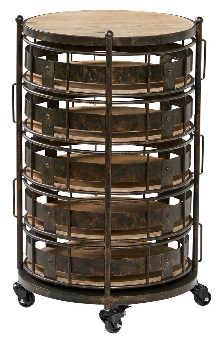 SONOMA SAGE HOME Brown Metal Farmhouse Storage Cart with Wheels, Alternate, color,