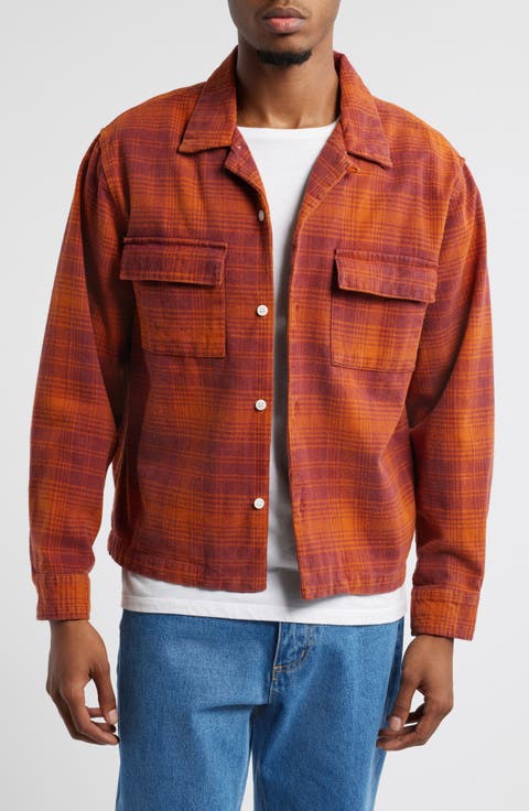 Plaid Crop Long Sleeve Flannel Camp Shirt