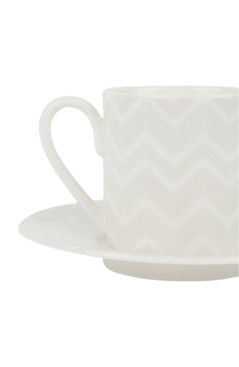 Missoni Home Zigzag White Set Of 2 Coffee Cups & Saucers, Alternate, color, 