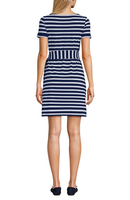 LANDS' END LANDS' END SHORT SLEEVE COTTON MODAL WRAP MINI DRESS