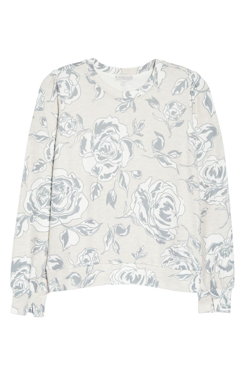 PJ Salvage Floral Print Long Sleeve Pajama Top, Alternate, color, 